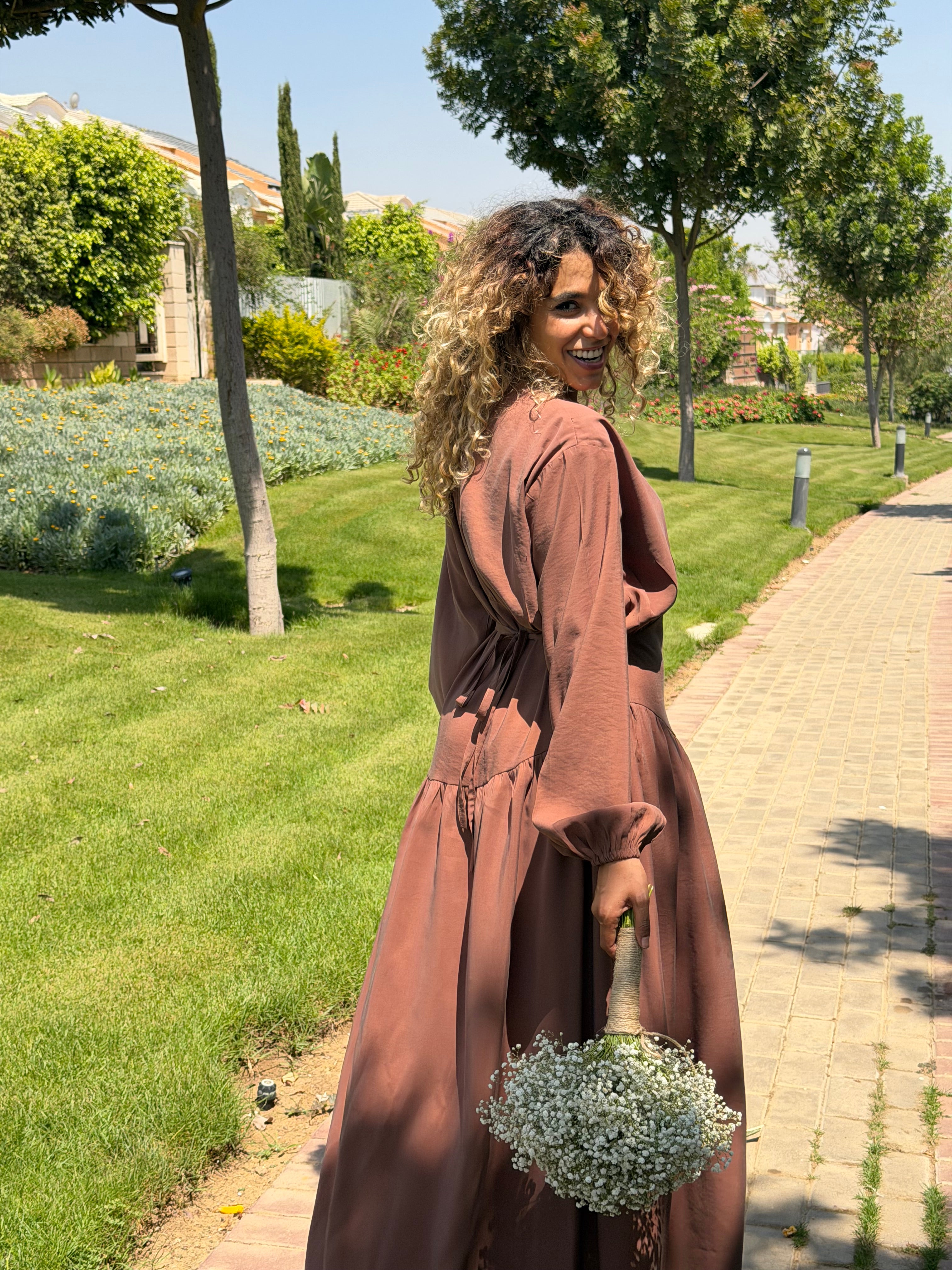 Waist Dress in Brown