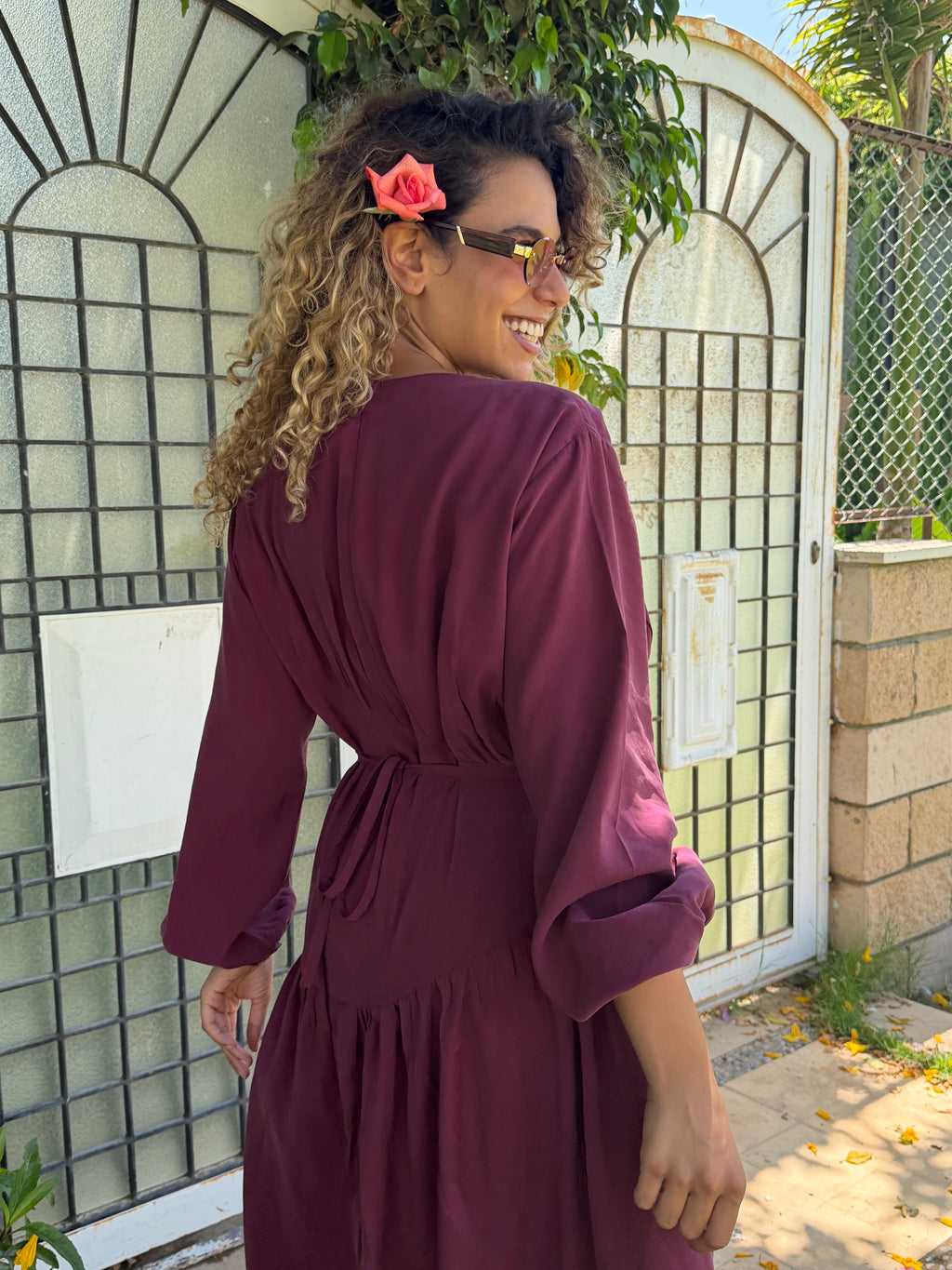 Waist Dress in Maroon