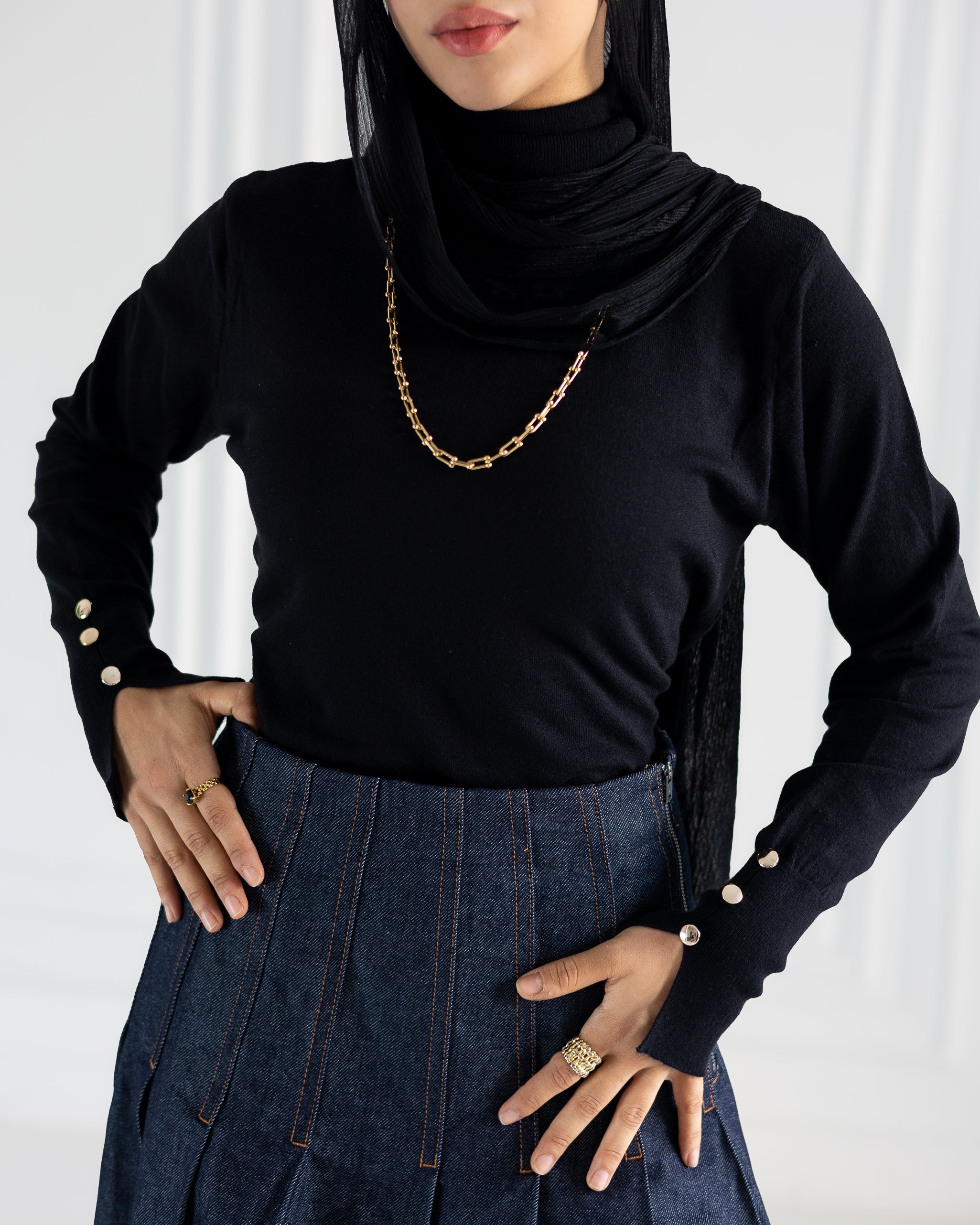 Everyday High-Neck Pullover in Black