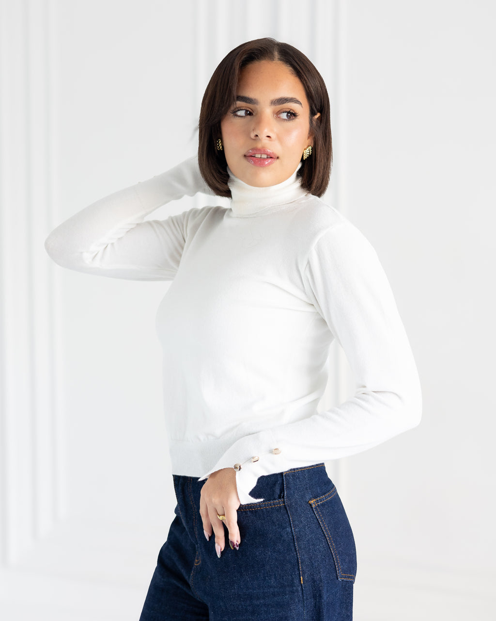 Everyday High-Neck Pullover in Off-White