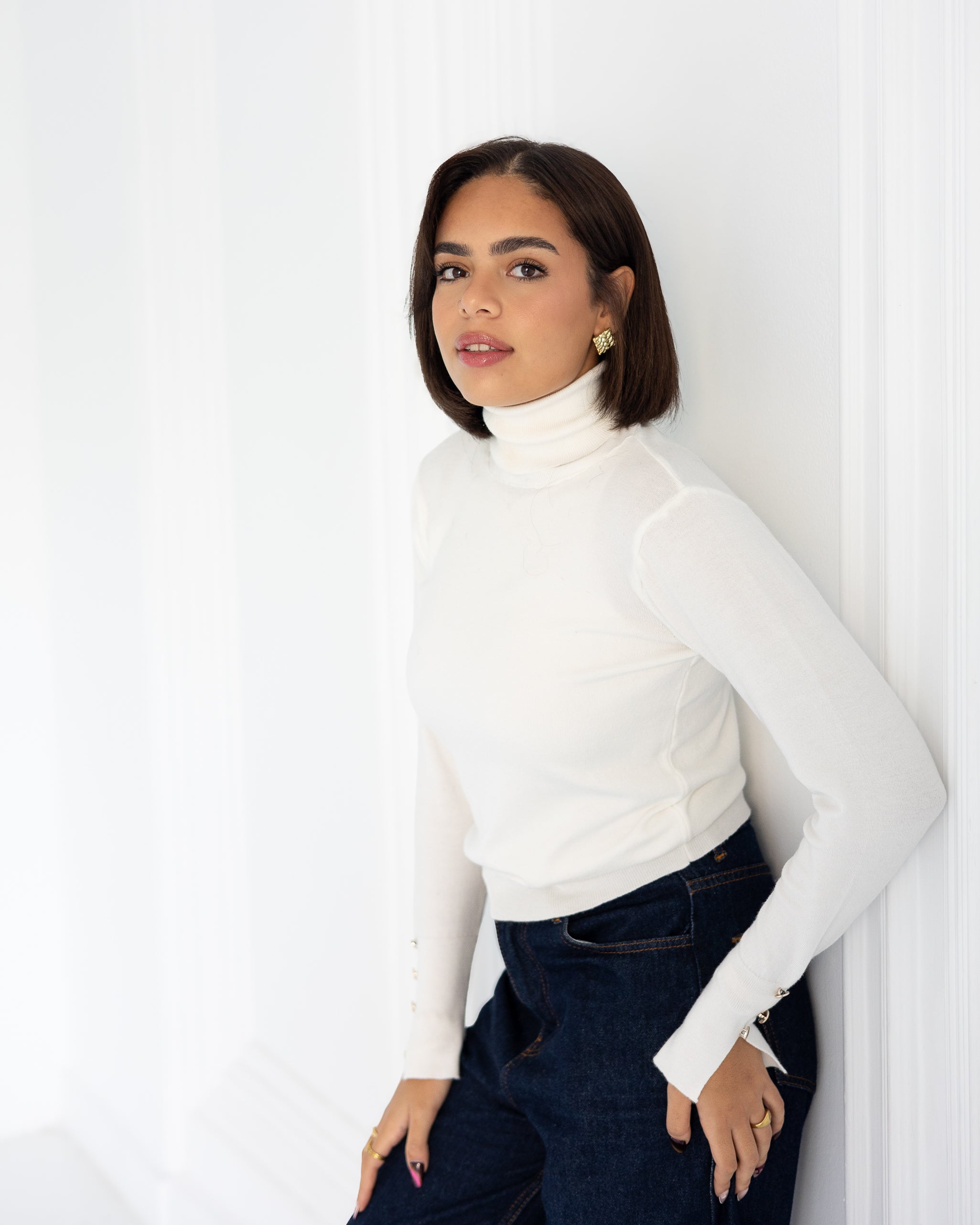 Everyday High-Neck Pullover in Off-White